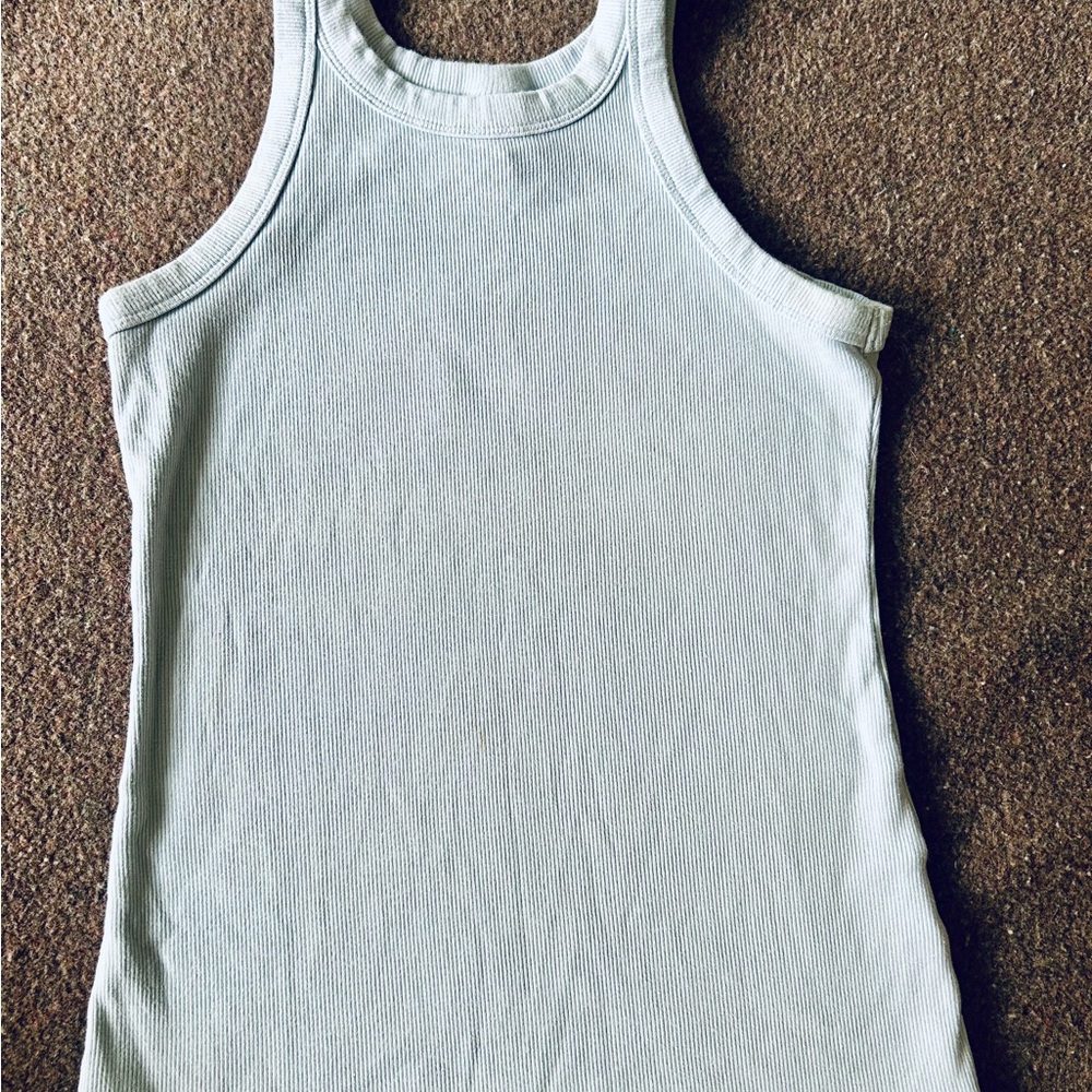 H&M Blue Fitted Ribbed Tank Top